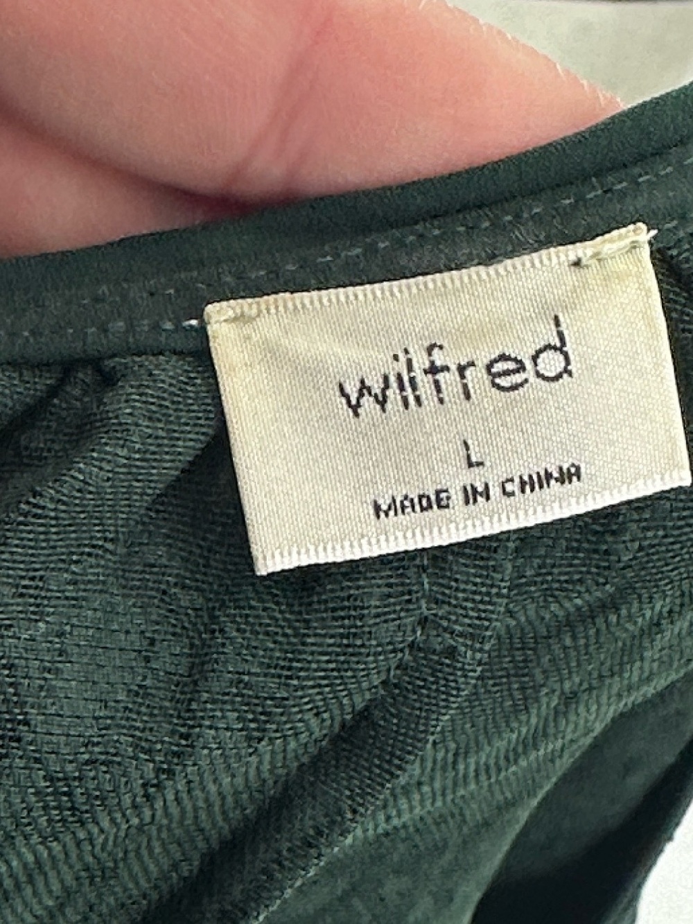 Aritzia Wilfred peplum Blouse forest green Textured peplum Blouse sz lg - Picture 10 of 11